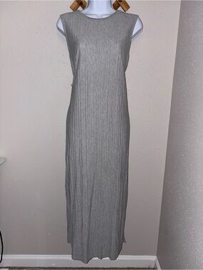 Target Sleeveless Ribbed Maxi Dress in Light Gray